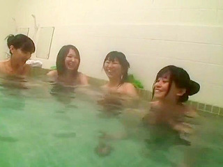 Japanese Schoolgirls Desperate for Dick Exposing Their Nippons in Public Showers